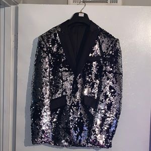 Men’s Black and Silver Sequins Blazer